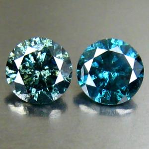 0.38 ct (2pcs) MATCHING PAIR Pretty 4 mm Round Cut Vivid Blue Diamond Genuine Stone