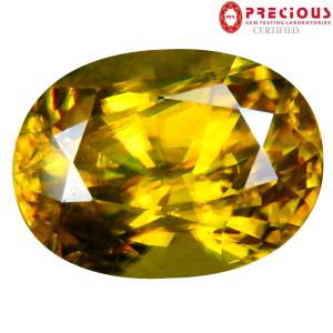 3.16 ct PGTL Certified AAA+ Grade Impressive Oval Cut (10 x 7 mm) Un-Heated Greenish Yellow Sphene Stone