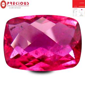 1.79 ct PGTL Certified AAAA Grade Grand looking Cushion Cut (10 x 7 mm) Reddish Pink Rubellite Tourmaline Gemstone