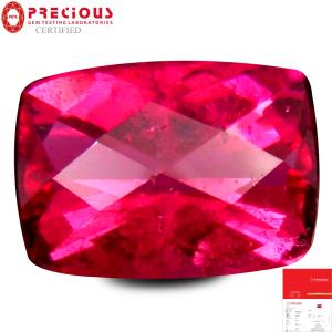 1.69 ct PGTL Certified AAAA Grade First-class Cushion Cut (9 x 6 mm) Reddish Pink Rubellite Tourmaline Gemstone