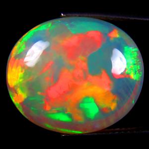 15.32 ct Sparkling Oval Cabochon (20 x 16 mm) Flashing 360 Degree Multicolor Rainbow Opal Gemstone
