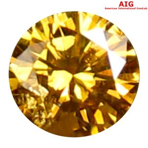 0.11 ct AIG Certified Eye-popping Round Cut (3 x 3 mm) 100% Natural (Un-Heated) Fancy Greenish Yellow Diamond Loose Stone