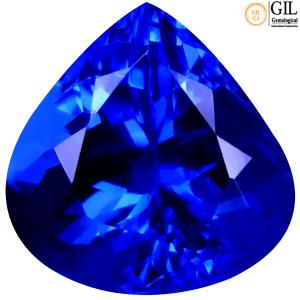 2.73 ct GIL Certified Elegant Pear Shape (9 x 8 mm) Bluish Violet Tanzanite Natural Gemstone
