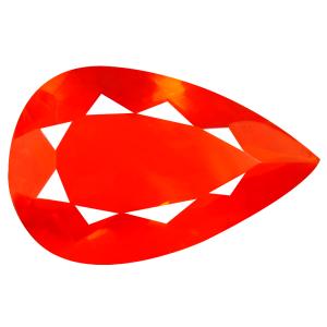 3.89 ct World class Pear Cut (17 x 11 mm) Mexico Orange Red Fire Opal Natural Gemstone