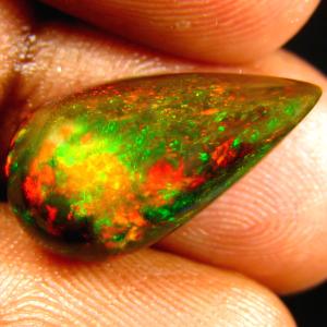 4.22 ct Marvelous Pear Cabochon Cut (18 x 10 mm) Ethiopia Play of Colors Black Opal Natural Gemstone