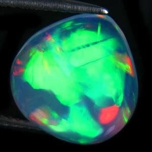5.71 ct Marvelous Pear Cabochon (13 x 13 mm) Ethiopian 360 Degree Flashing Rainbow Opal Natural Gemstone
