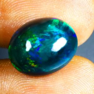 5.20 ct Amazing Oval Cabochon (14 x 11 mm) Ethiopian 360 Degree Flashing Black Opal Natural Gemstone