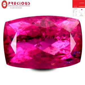 2.50 ct PGTL Certified AAAA Grade Splendid Cushion Cut (10 x 7 mm) Reddish Pink Rubellite Tourmaline Gemstone