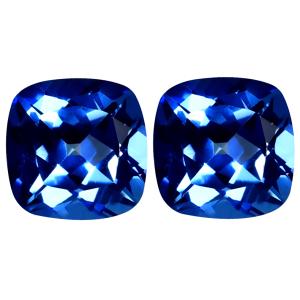 7.92 ct (2pcs) Terrific MATCHING PAIR Cushion Shape (9 x 9 mm) English Blue Topaz Natural Gemstone