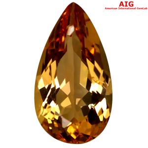 1.09 ct AIG Certified Shimmering Pear Cut (9 x 5 mm) Unheated / Untreated Orange Yellow Imperial Topaz Loose Stone