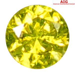 0.08 ct AIG Certified World class Round Shape (3 x 3 mm) Fancy Vivid Yellow Diamond Natural Gemstone