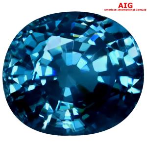 4.96 ct AIG Certified Shimmering Oval Cut (9 x 8 mm) Cambodia Blue Zircon Loose Stone