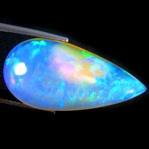 12.86 ct Romantic Pear Cabochon (28 x 14 mm) Ethiopian 360 Degree Flashing Rainbow Opal Natural Gemstone