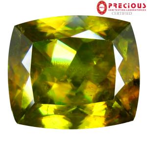 4.93 ct PGTL Certified AAA+ Grade Tremendous Cushion Cut (11 x 10 mm) Un-Heated Greenish Yellow Sphene Stone