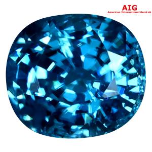 4.85 ct AIG Certified Terrific Oval Cut (9 x 8 mm) Cambodia Blue Zircon Loose Stone