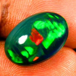 3.81 ct Gorgeous Oval Cabochon (15 x 10 mm) Ethiopian 360 Degree Flashing Black Opal Natural Gemstone