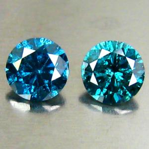 0.36 ct (2pcs) MATCHING PAIR Elegant 4 mm Round Cut Vivid Blue Diamond Genuine Stone