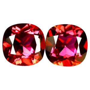 5.34 ct (2pcs) MATCHING PAIR Topnotch Cushion Cut (8 x 8 mm) Pink Peony Topaz Genuine Stone