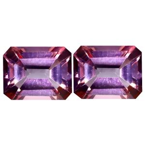 5.79 ct (2pcs) MATCHING PAIR Super-Excellent Octagon Cut (9 x 7 mm) Peach Pink Morganite Pink Topaz Genuine Stone