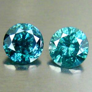 0.40 ct (2pcs) MATCHING PAIR Grand looking 4 mm Round Cut Vivid Blue Diamond Genuine Stone