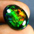 9.24 ct Remarkable Oval Cabochon (19 x 14 mm) Ethiopian 360 Degree Flashing Black Opal Natural Gemstone